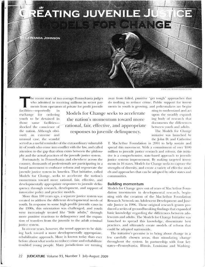 Creating Juvenile Justice Models for Change